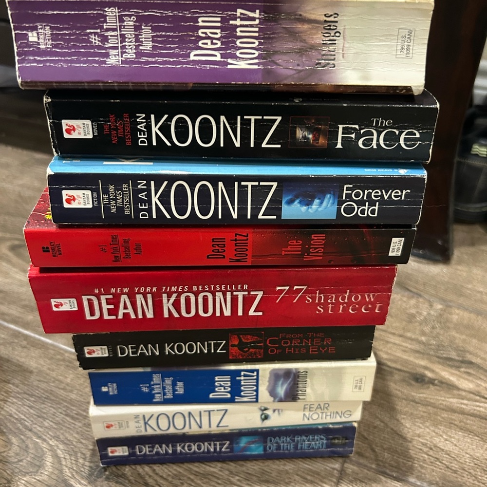 Dean Koontz Paperback Book Lot - Mixed Colors (Red, Black, Blue, White, Purple)